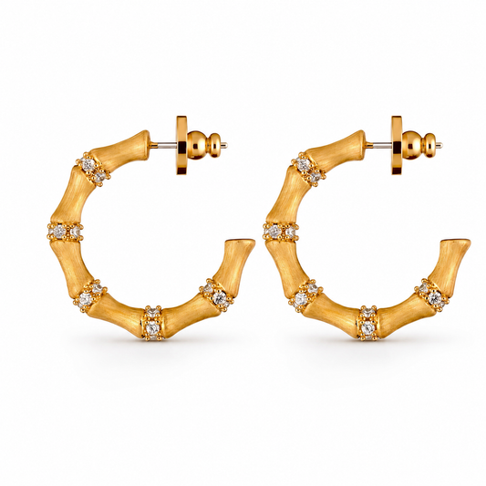 Solea Bamboo Hoop Earrings on white background