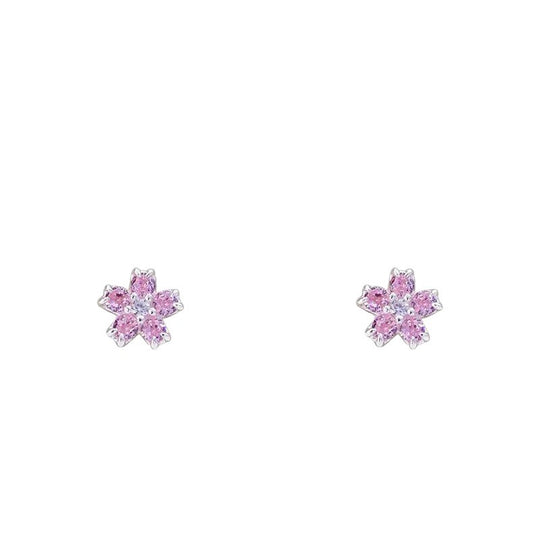 Pink Blossom Stud Earrings on white background