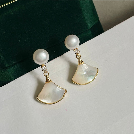 Product view of Seraphine Pearl Fan Drop Earrings