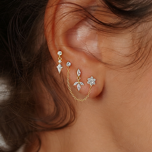 Lunelle Crystal Chain Ear Stack