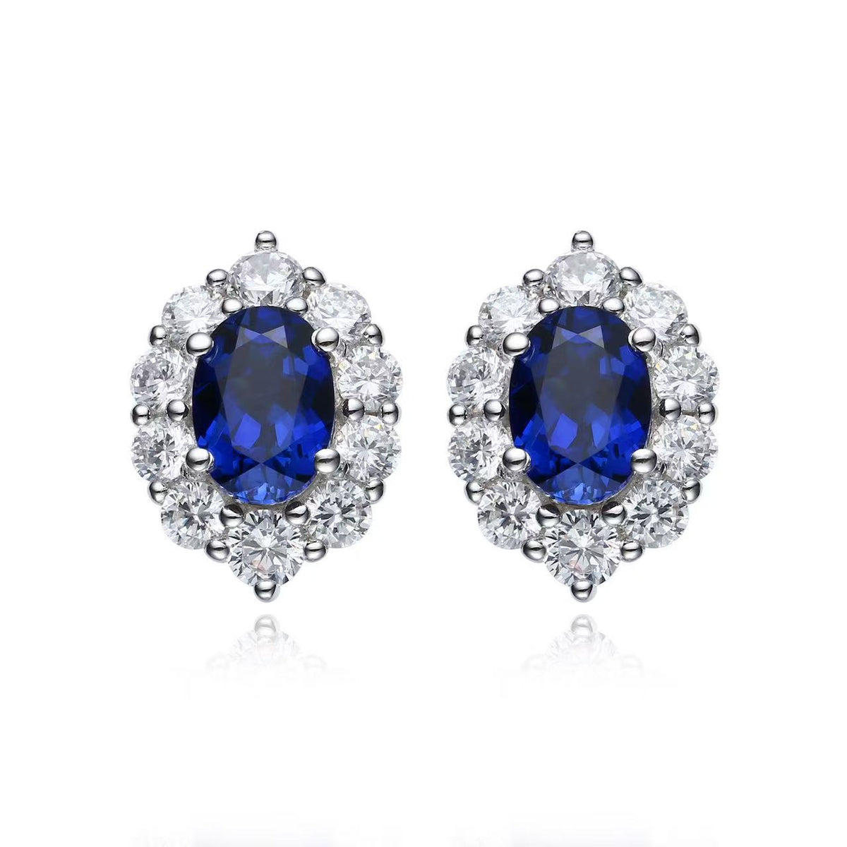 Product view of 2ct Sapphire Halo Stud Earrings