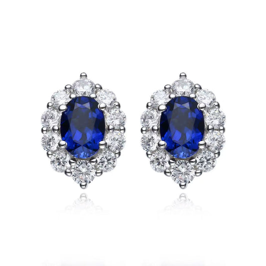 Product view of 2ct Sapphire Halo Stud Earrings