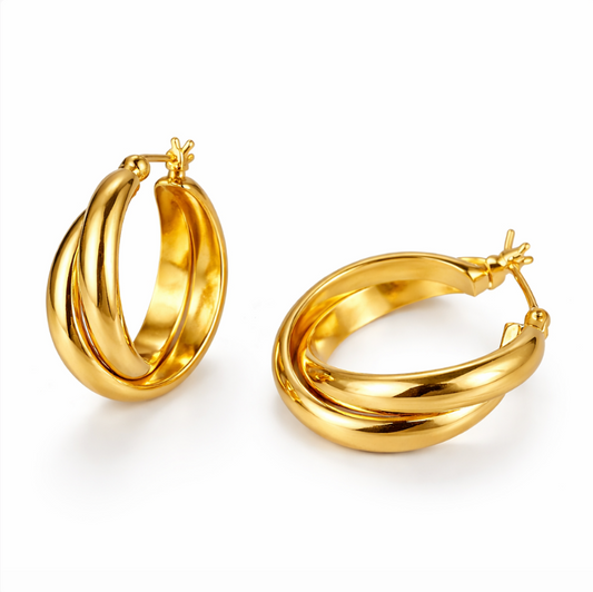 Additional product image of Sculptural Gold Hoop Earrings