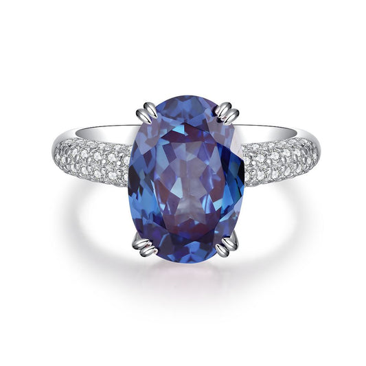 Product view of Oval Sapphire Halo Ring