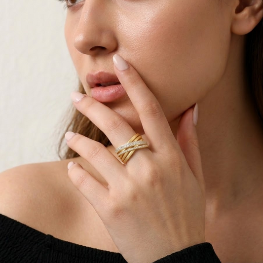 Crossover Pave Statement Ring