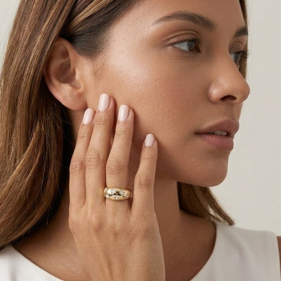 Stardust Dome Moissanite Ring