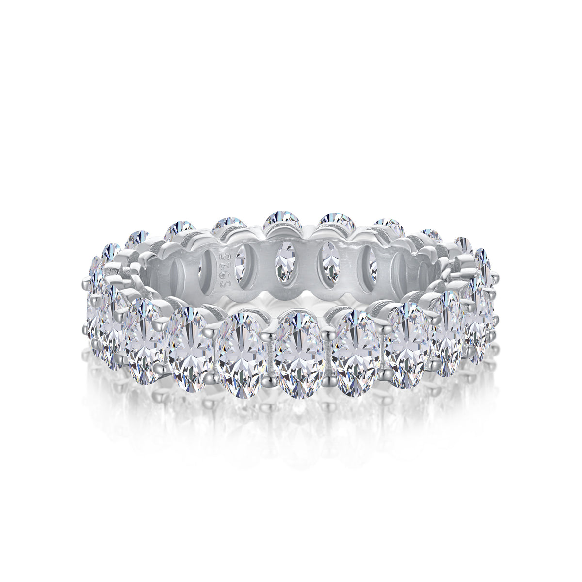 Oval-Cut Full Eternity Ring on white background