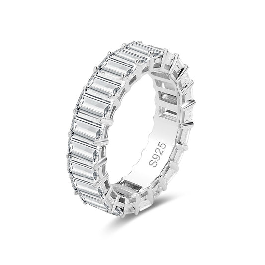 Baguette-Cut Full Eternity Ring on white background