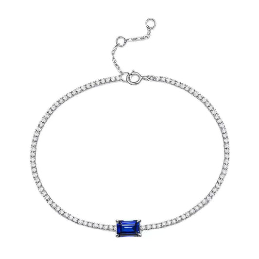 Close-up product view of Sapphire Solitaire Tennis Bracelet