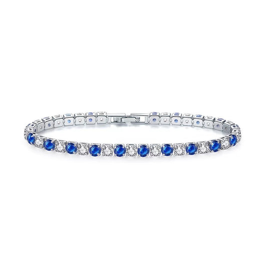Blue & White Alternating Tennis Bracelet on white background