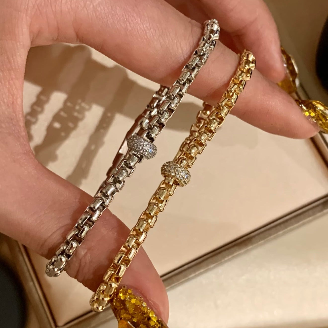 Pavé Barrel Link Bracelet