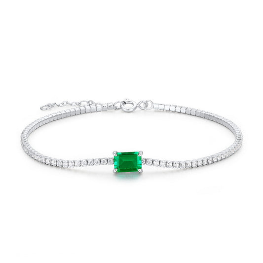 Emerald Solitaire Tennis Bracelet on white background