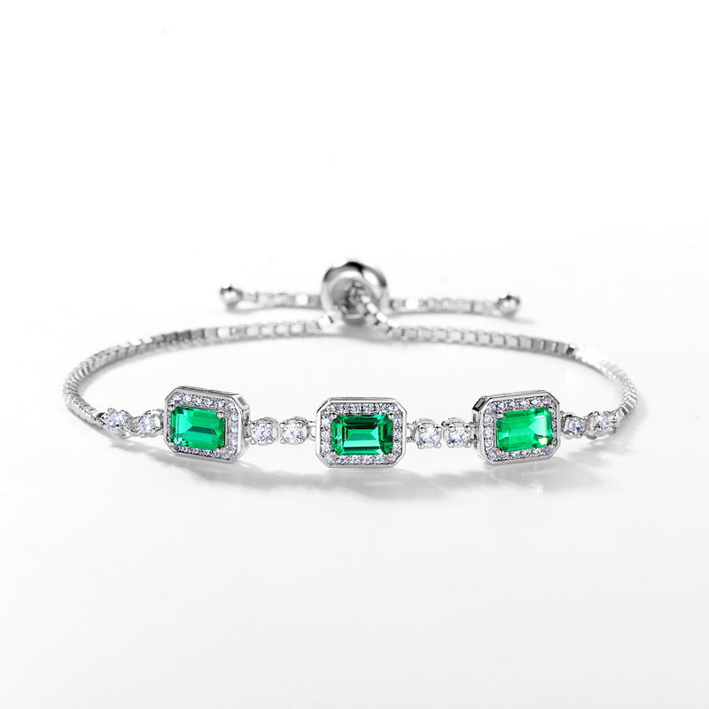Aeterna Jewelry emerald trio adjustable bracelet on white background
