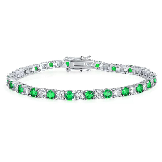 Close-up product view of Emerald & Pavé Tennis Bracelet