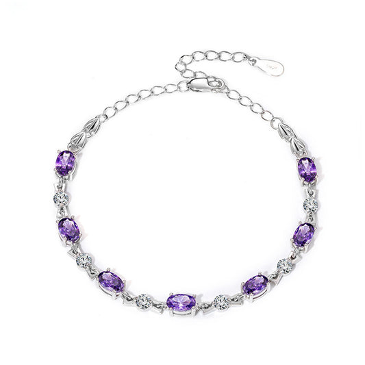 Amethyst Line Bracelet on white background