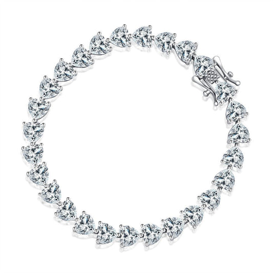Heart-Cut Tennis Bracelet on white background