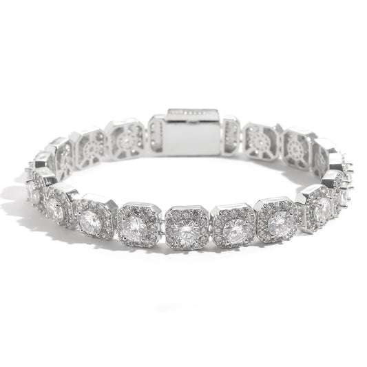 Cushion Halo Tennis Bracelet on white background