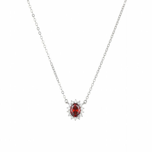 Garnet Halo Necklace on white background