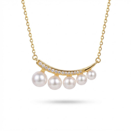 Product view of Freshwater Pearl Curved Bar Necklace