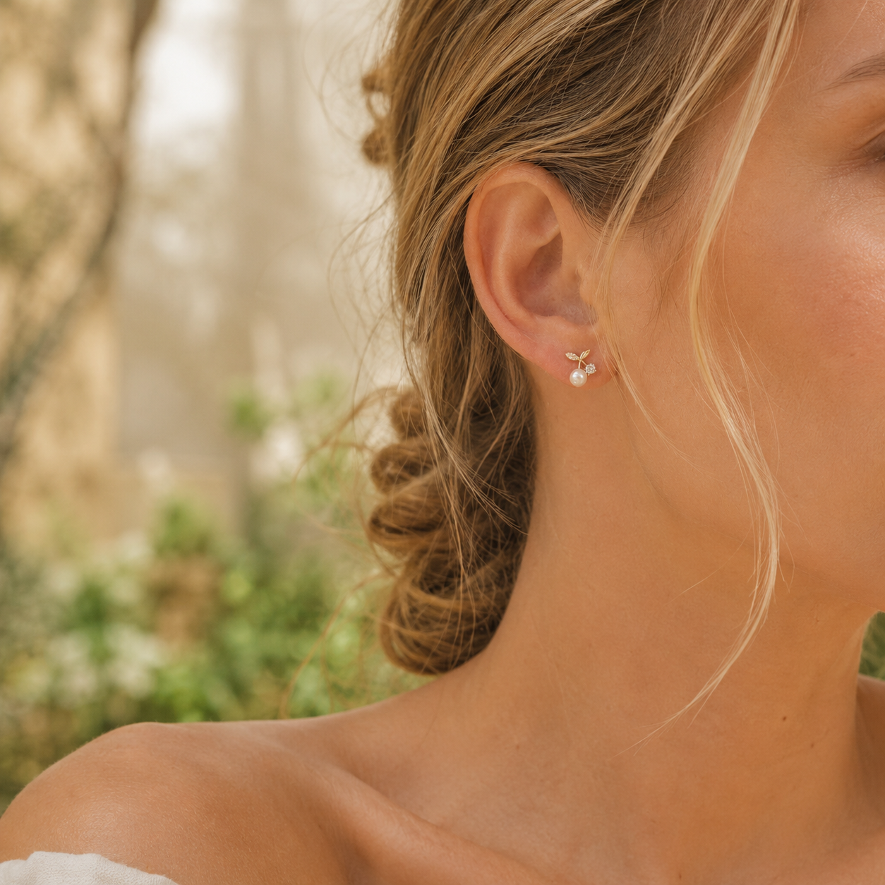 Cherry Pearl Stud Earrings