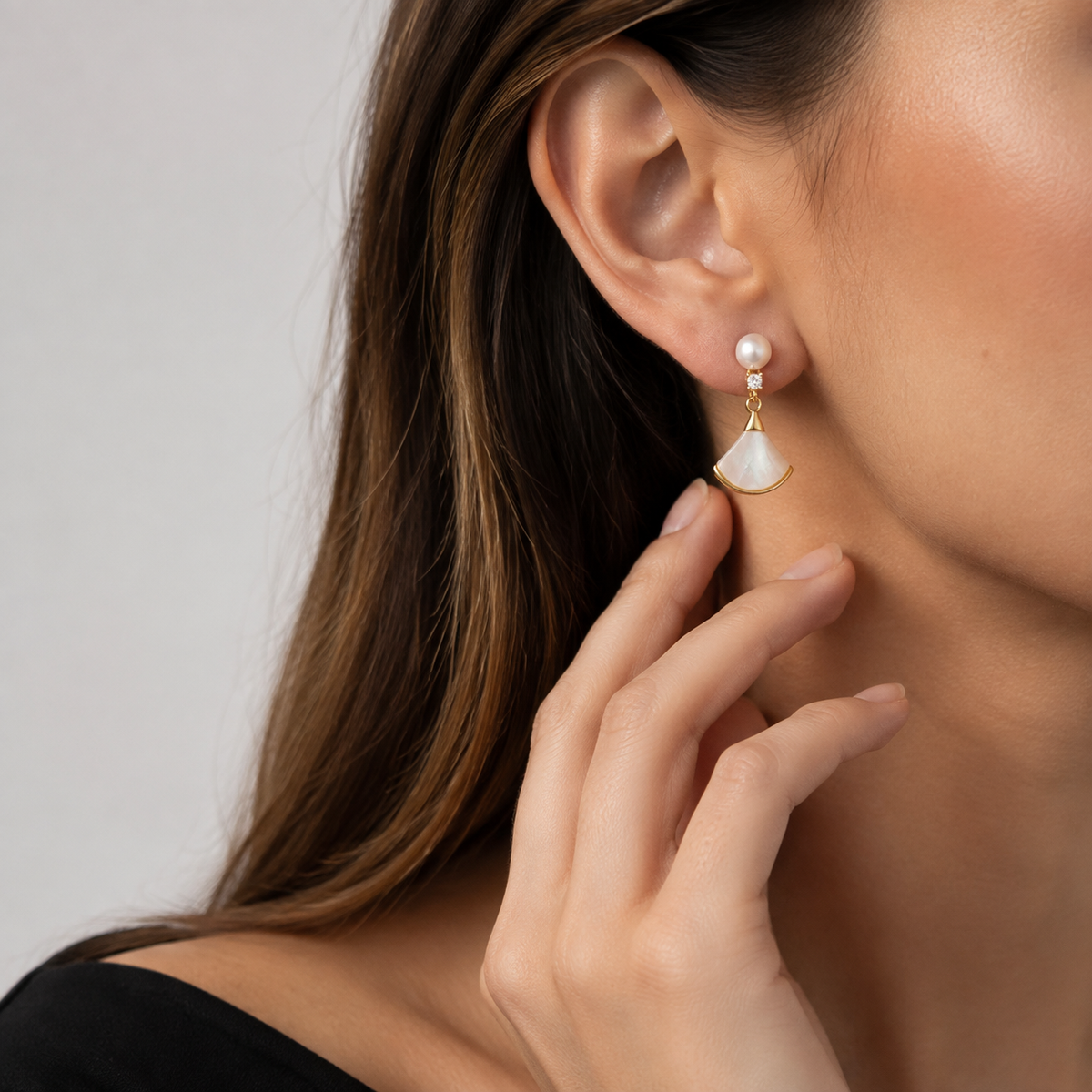 Seraphine Pearl Fan Drop Earrings