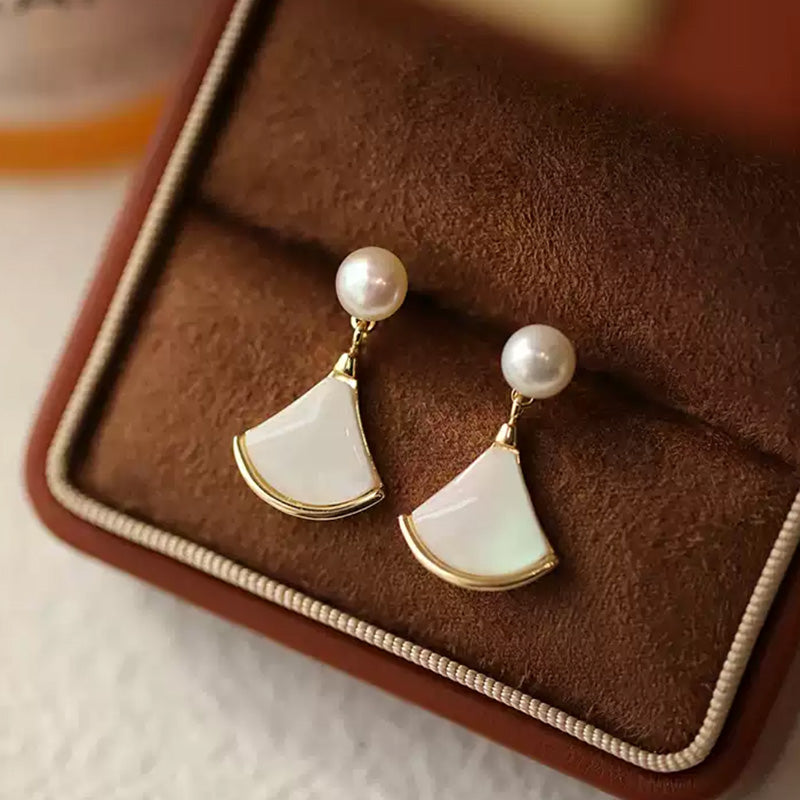 Product view of Pearl Fan Drop Earrings