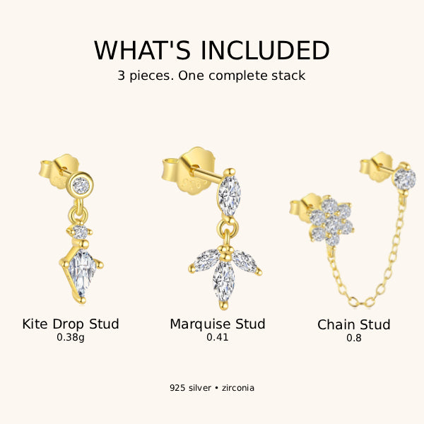 Lunelle Crystal Chain Ear Stack