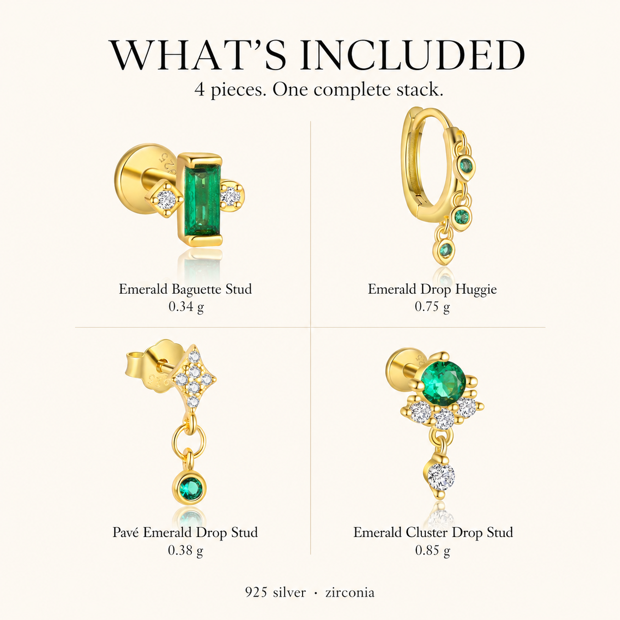 Virelle Green Ear Stack Set