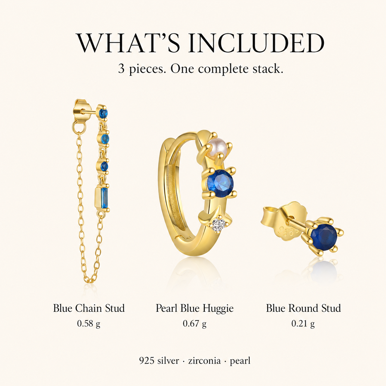 Asteria Blue Ear Stack Set