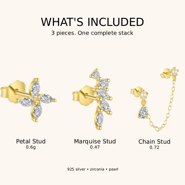 Florenne Crystal Chain Ear Stack