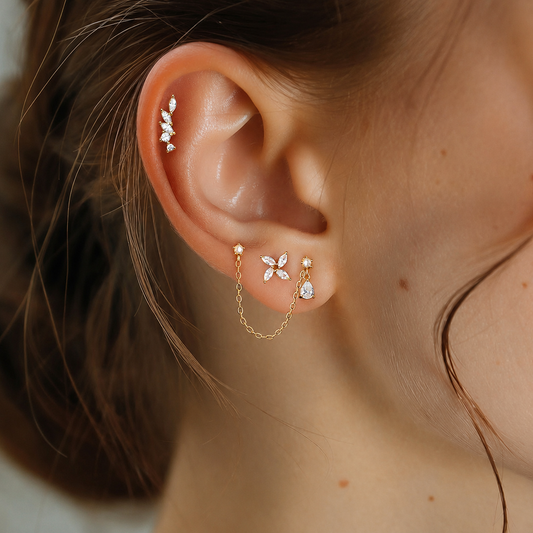Florenne Crystal Chain Ear Stack
