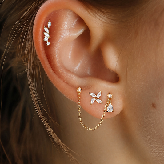 Florenne Crystal Chain Ear Stack