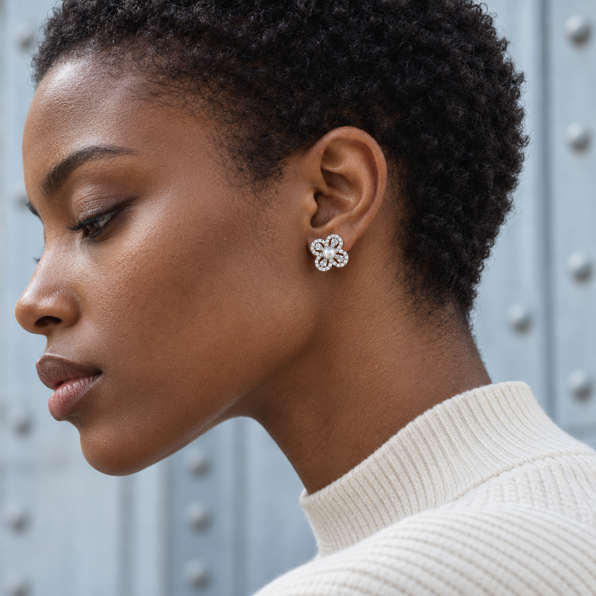 Aurelia Pearl Clover Stud Earrings