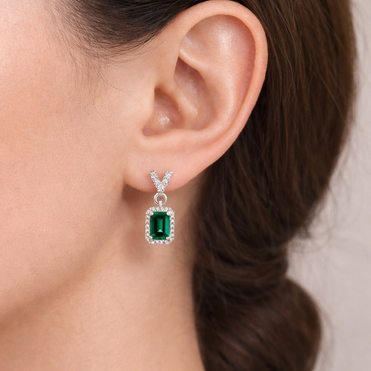 Emerald-Cut Drop Earrings
