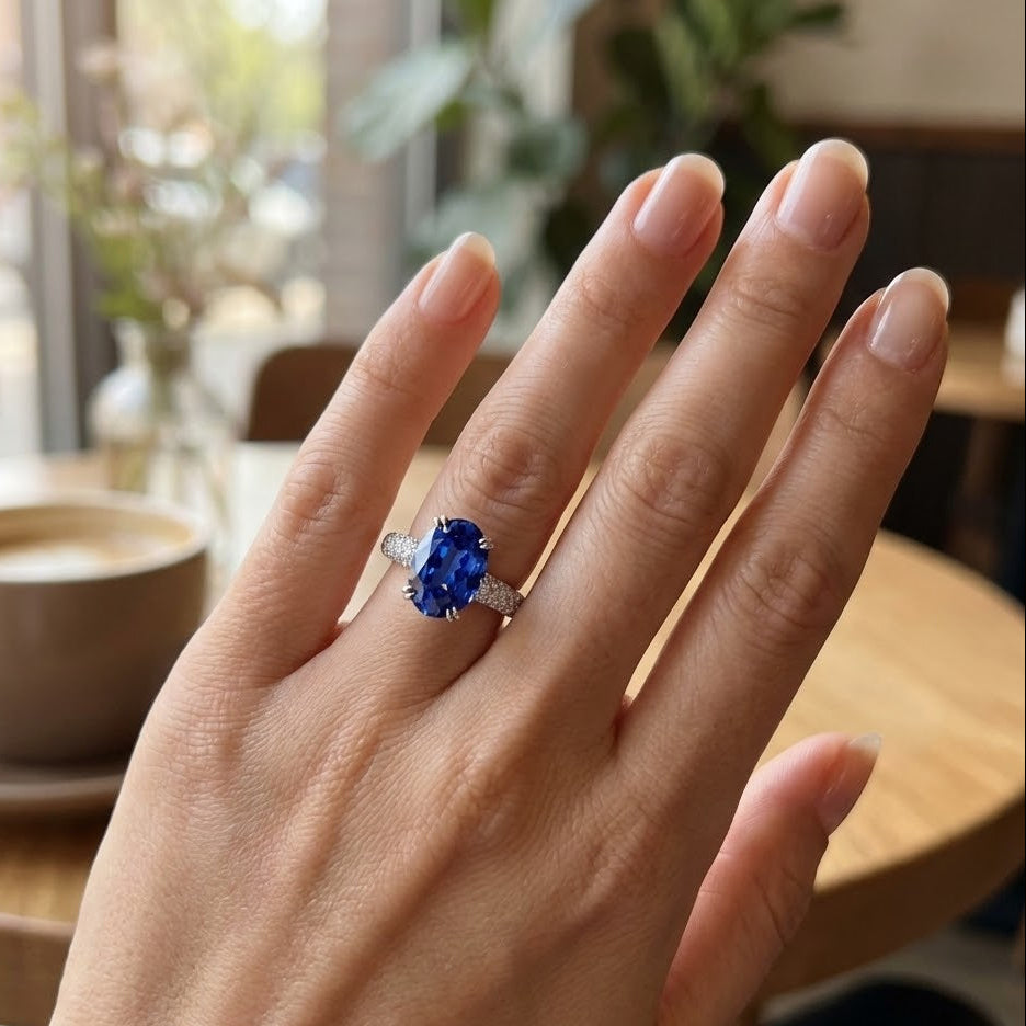Oval Sapphire Halo Ring
