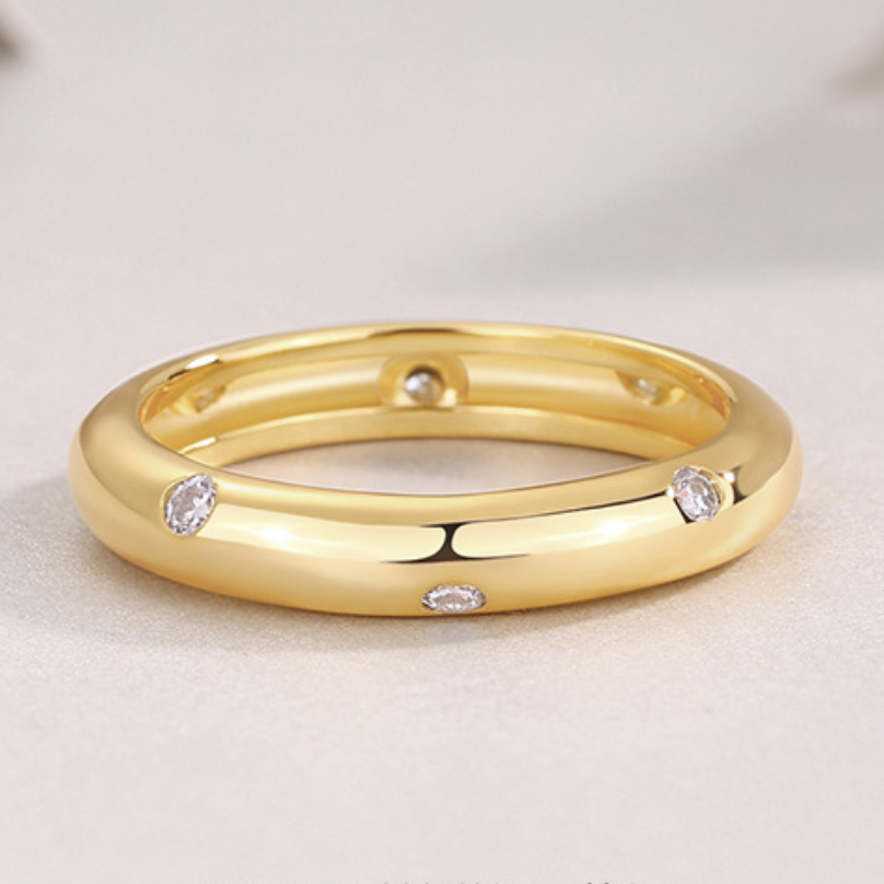 Flush Set Moissanite Band Ring