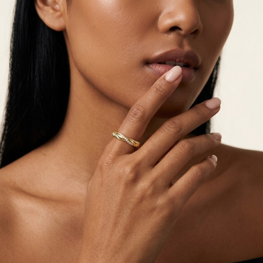 Twisted Pave Moissanite Ring