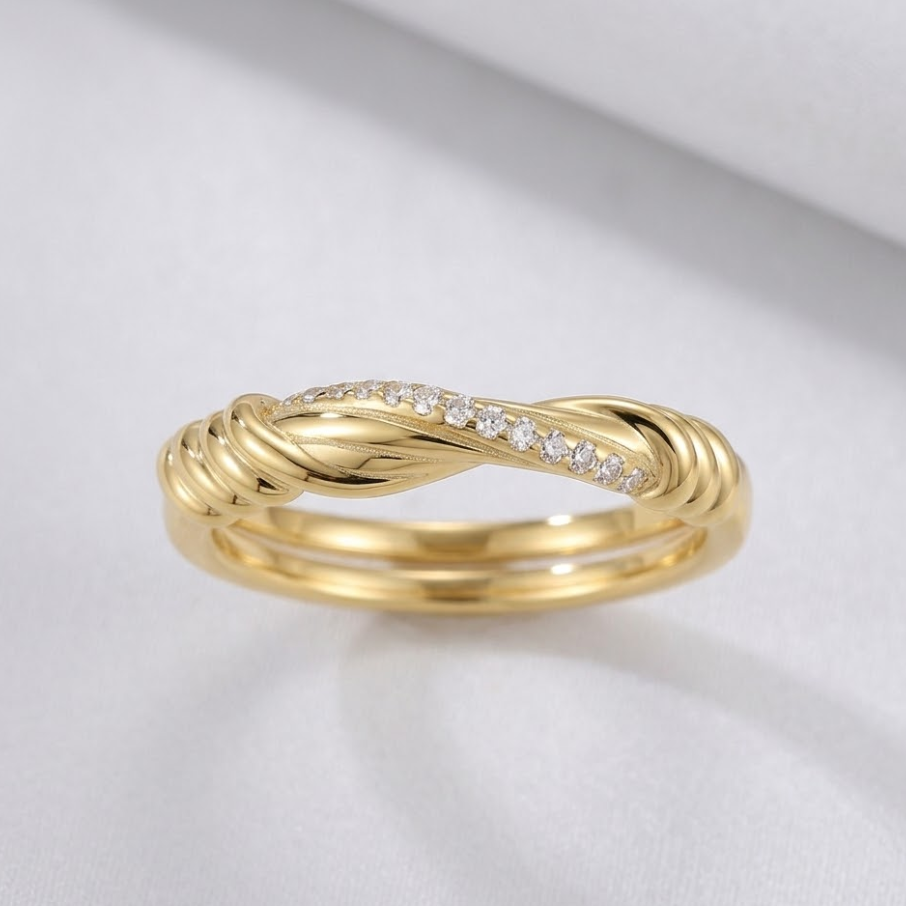 Twisted Pave Moissanite Ring