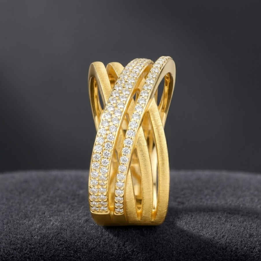 Crossover Pave Statement Ring