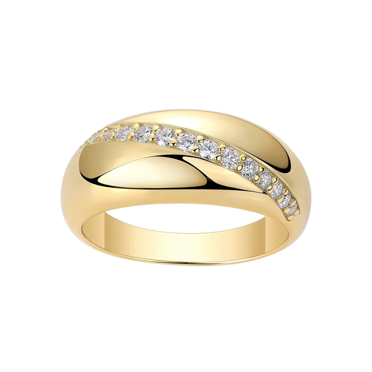 Diagonal Pave Dome Ring