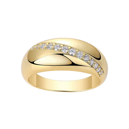 Diagonal Pave Dome Ring