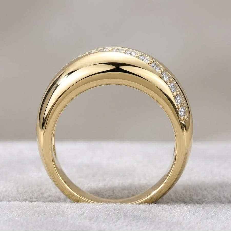Diagonal Pave Dome Ring