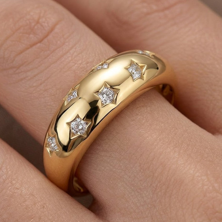 Stardust Dome Moissanite Ring
