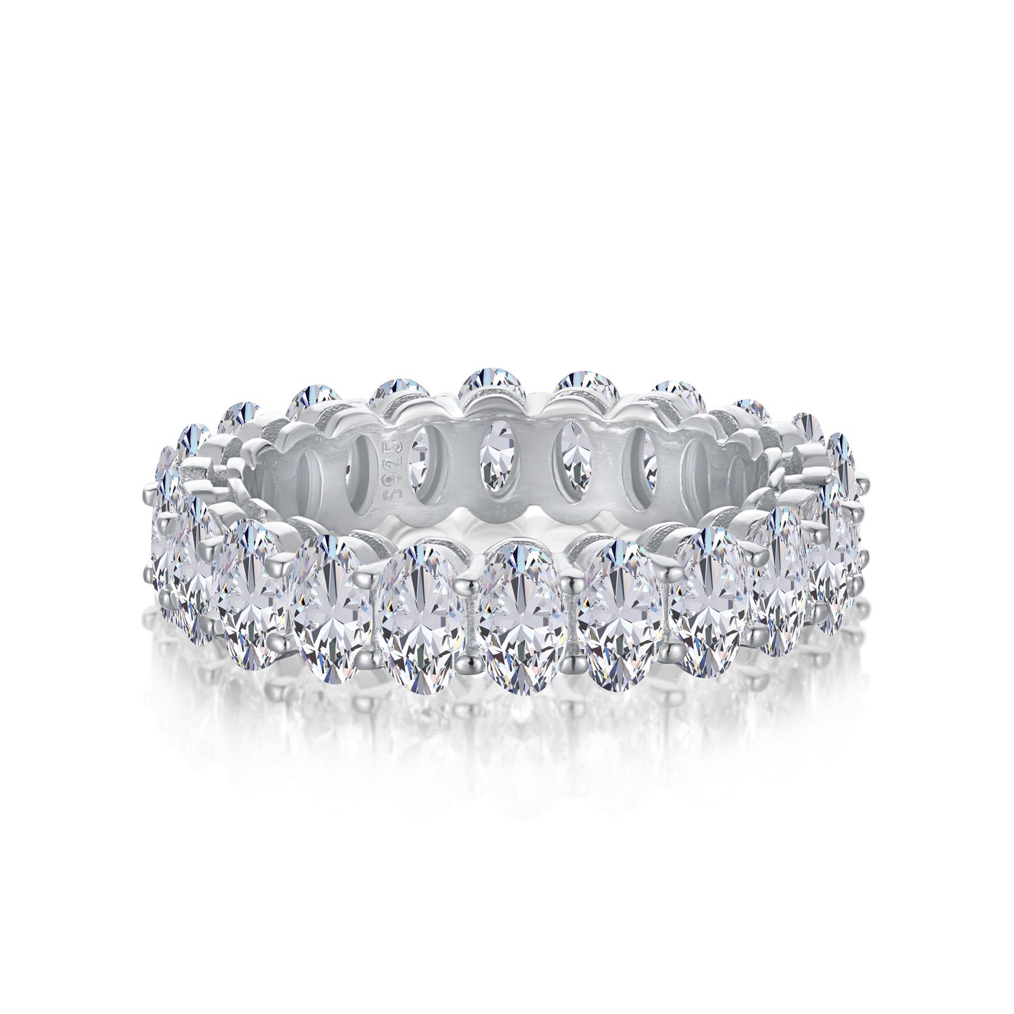 Aeterna Jewelry oval-cut full eternity ring with white gemstones on white background