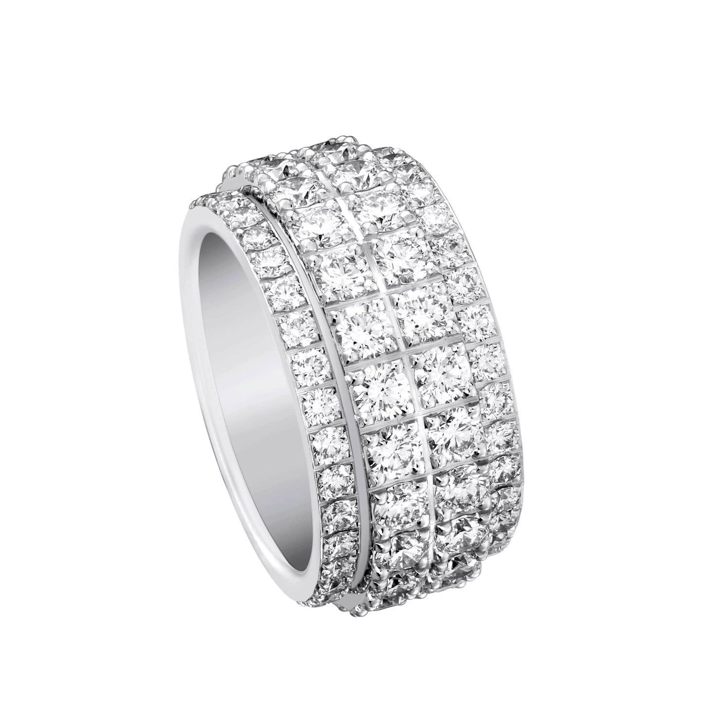 Aeterna Jewelry men¡¯s full iced-out ring with layered pav¨¦ design on white background