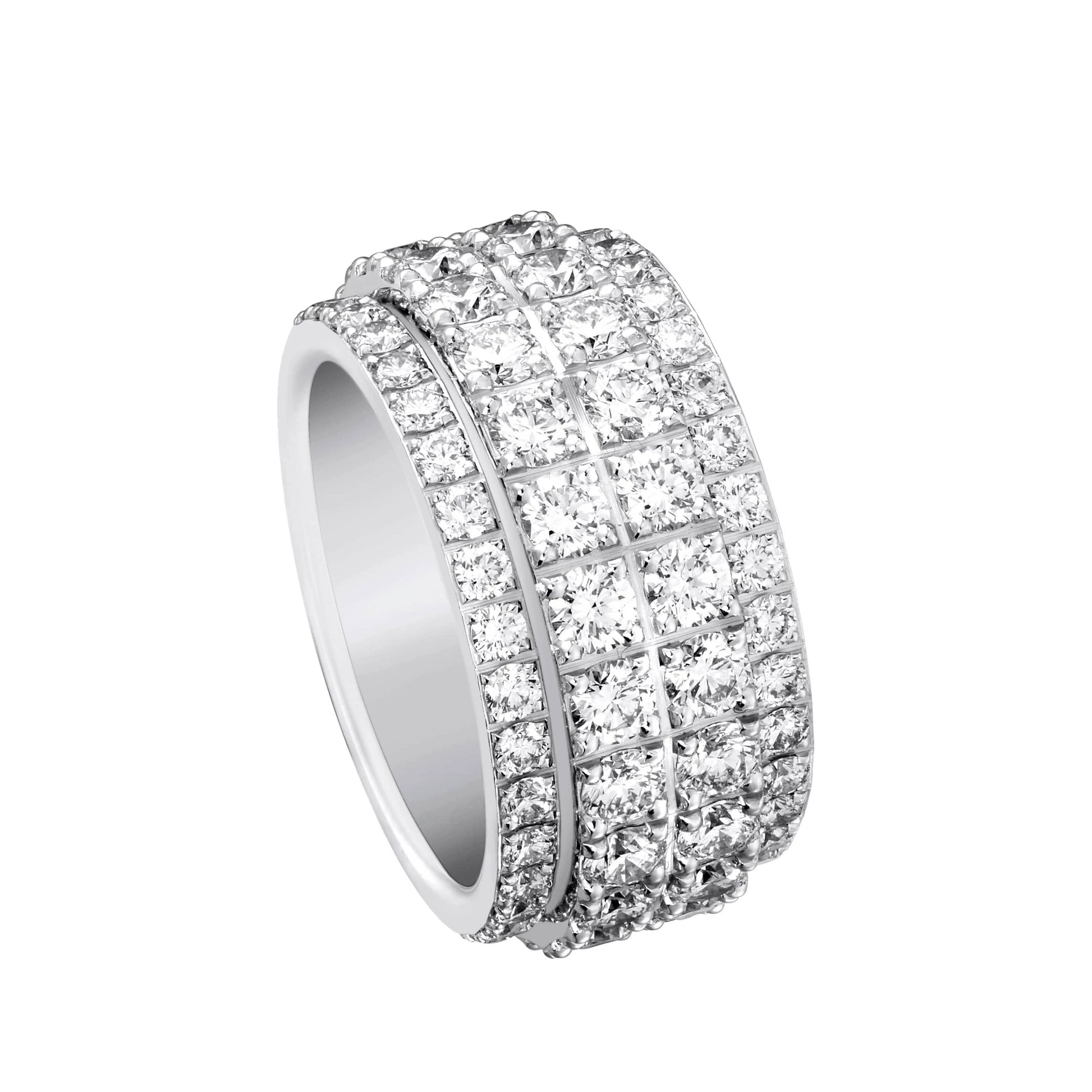 Aeterna Jewelry men¡¯s full iced-out ring with layered pav¨¦ design on white background