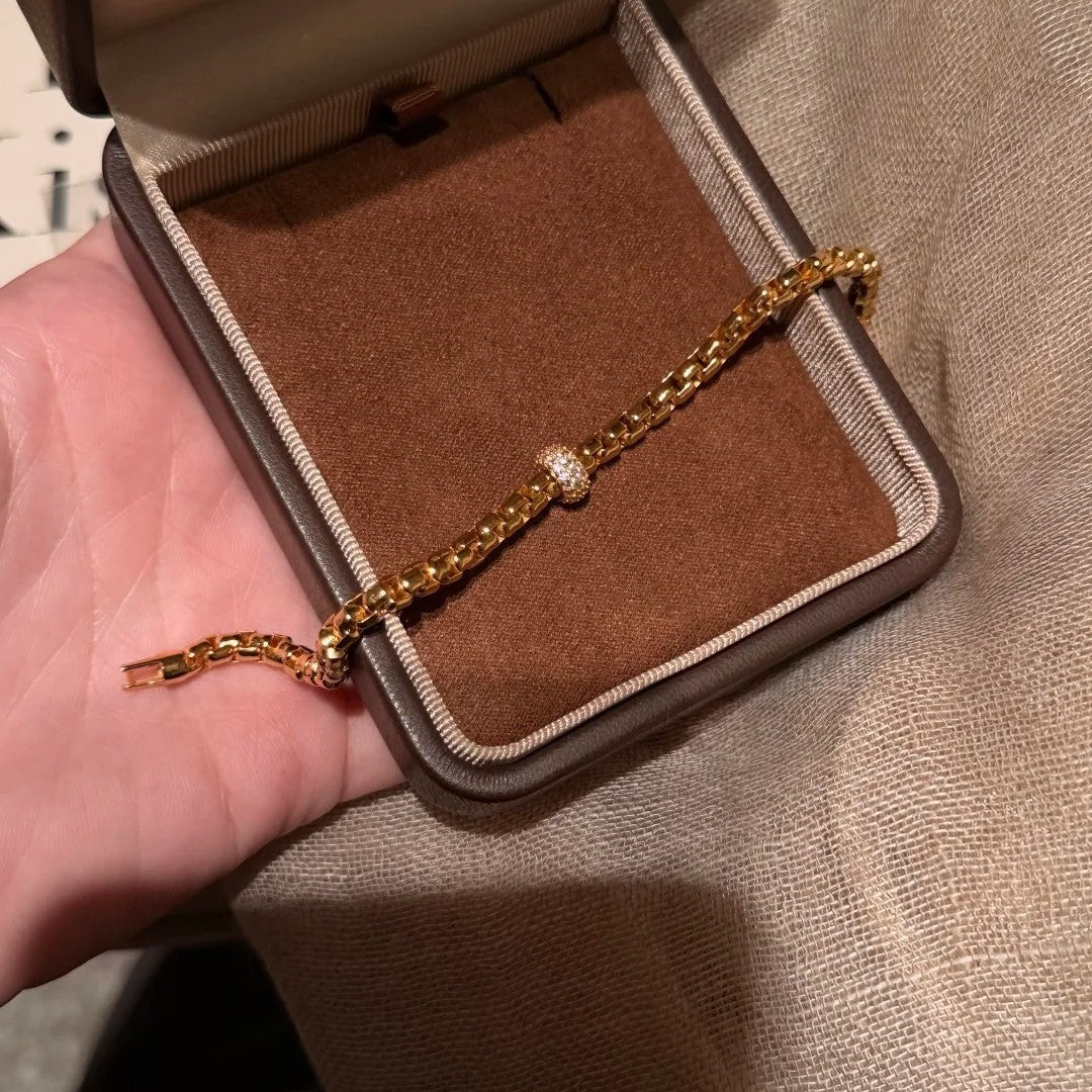 Pavé Barrel Link Bracelet