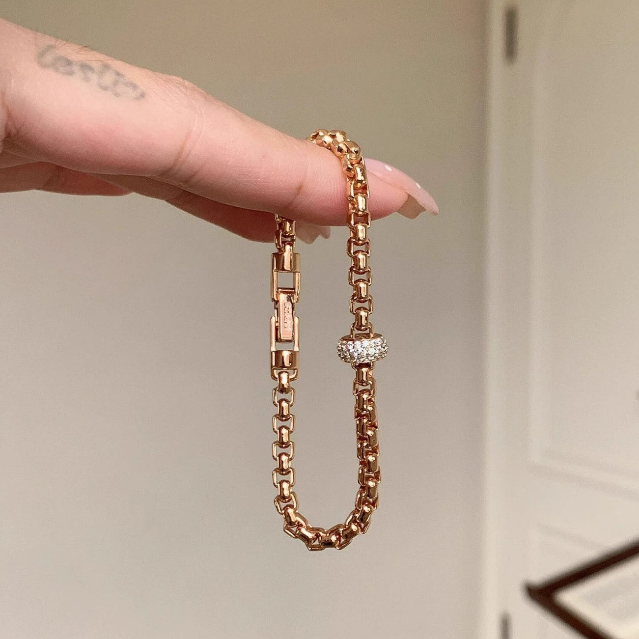 Pavé Barrel Link Bracelet