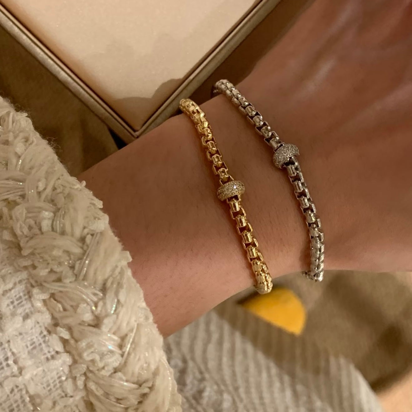 Pavé Barrel Link Bracelet
