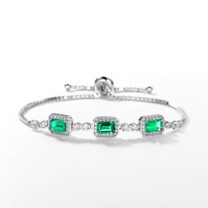 Aeterna Jewelry emerald trio adjustable bracelet on white background